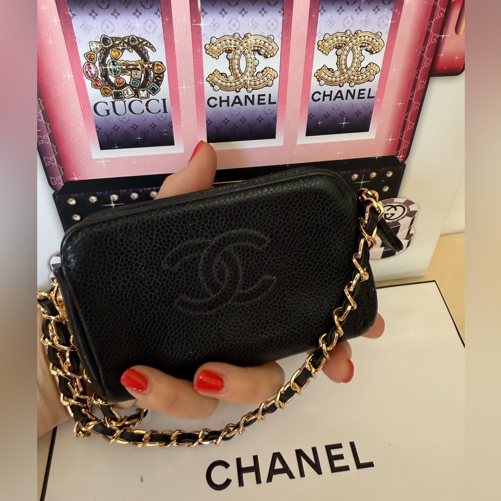 Chanel Black Caviar Leather CC Mini Pouch Bag - Picture 16 of 17